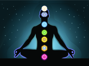 The location of the chakras on the human body, vector image